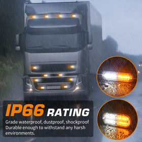 LINKITOM strobe lights mounted on vehicle grille demonstrating low-profile installation