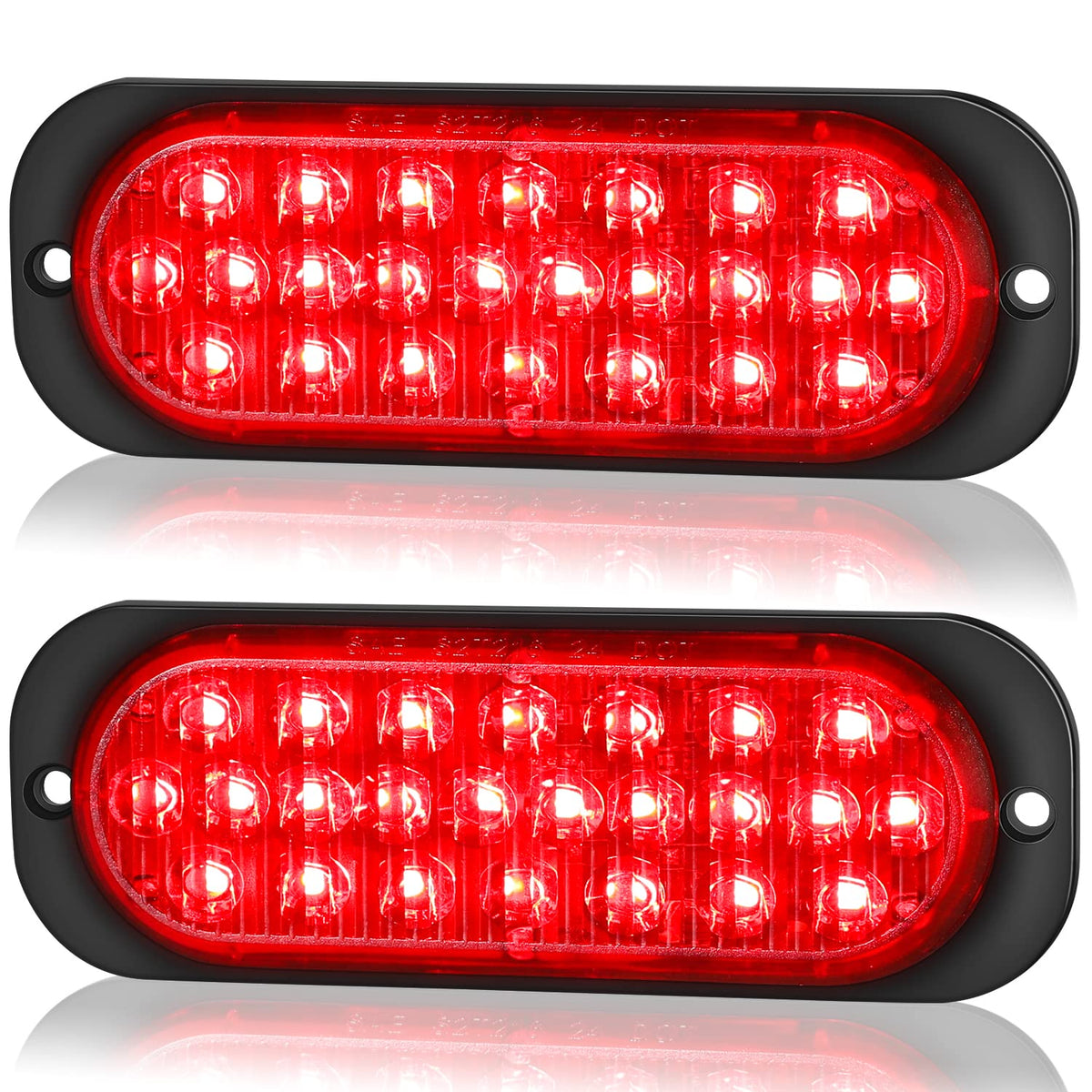 LINKITOM front view of oval red LED light showing bright visibility