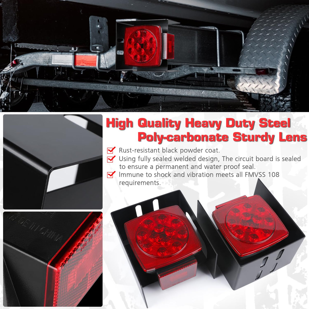 LINKITOM sturdy steel mounting box guarding the light for impact resistance and secure fit