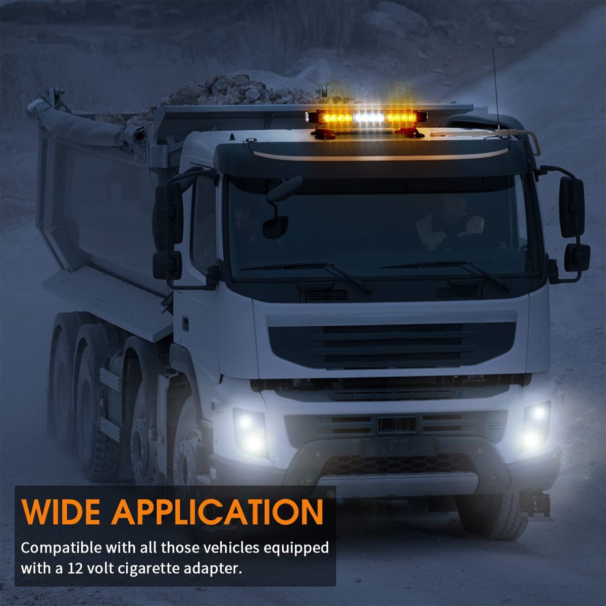 LINKITOM on worksite at night, clear warning visibility in dark