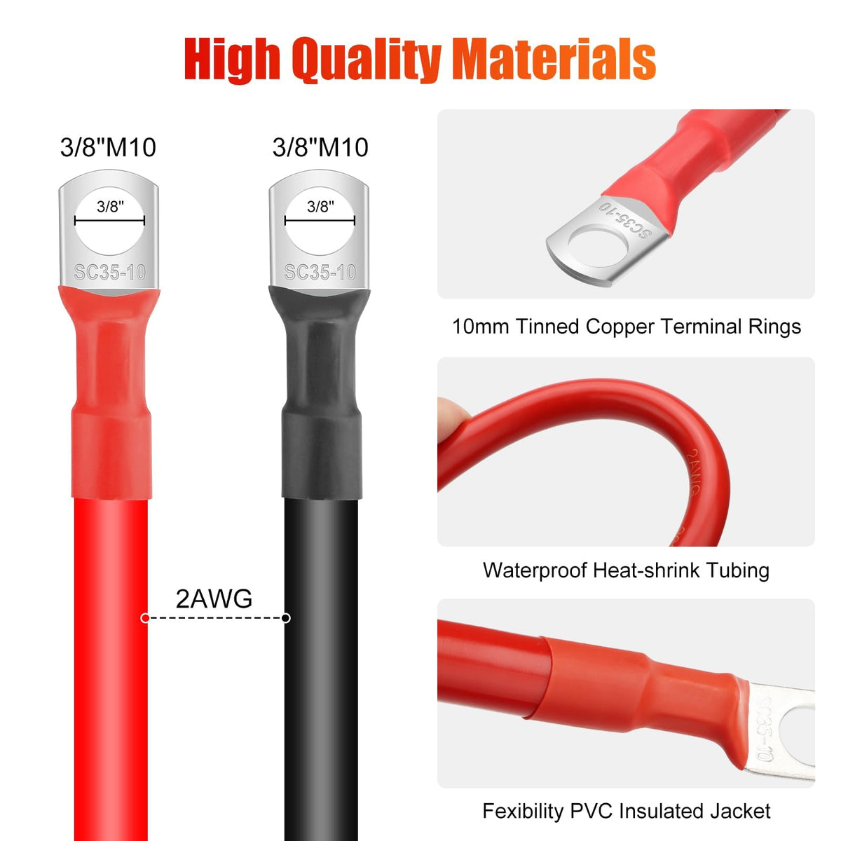 Linkstyle cable cross-section revealing multi-strand copper for high current flow benefit