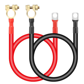 Linkstyle front view of 20 inch 2 AWG cable set showing ready-to-use kit and clear labeling