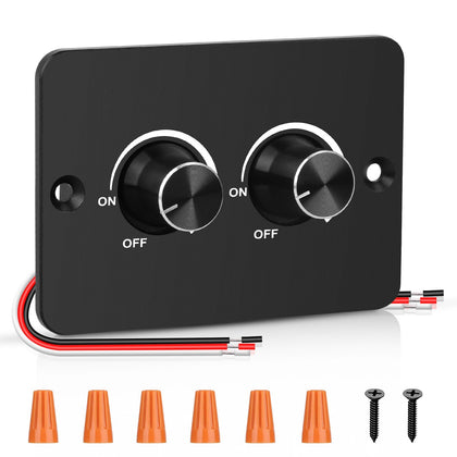 Linkstyle front panel rotary dimmer showing knobs and on/off function for precise control
