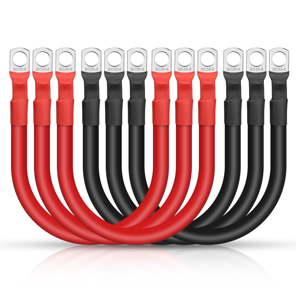 Linkstyle front view pack showing six 2 AWG cables and tidy bundling benefit