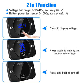 Linkstyle close-up of LED display for precise voltage and percentage reading benefit