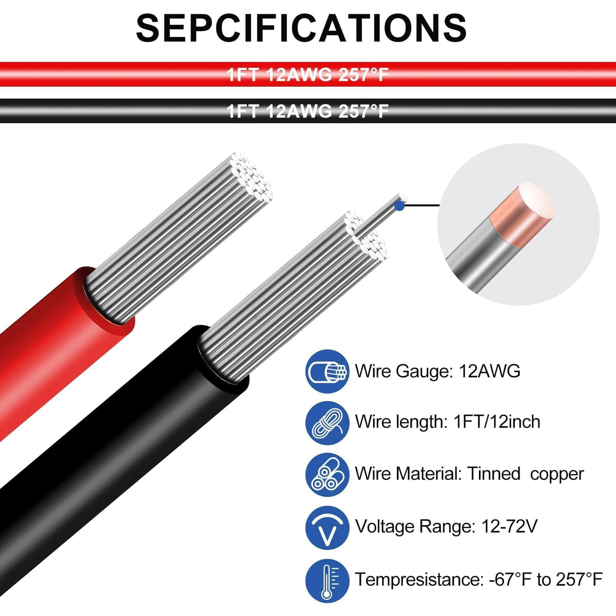 Linkstyle prewired 12 AWG cable showing length and color coding for fast installation