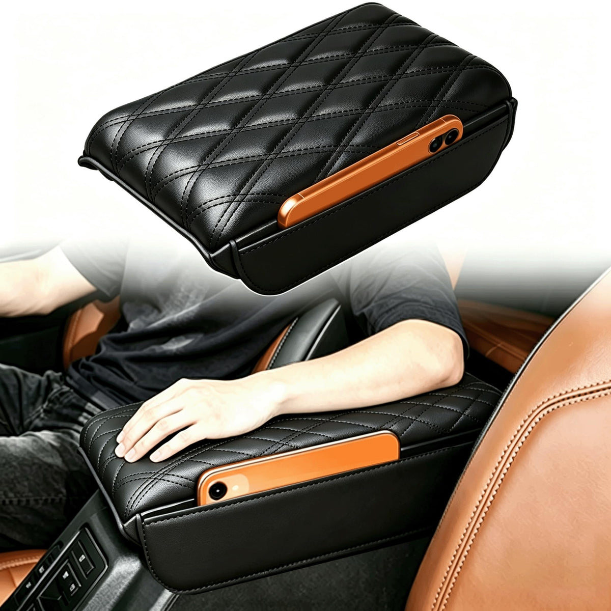 LINOAH front view of center console cover showing precise fit and protection