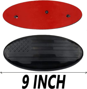 LINOAH emblem side profile showing mounting posts and adhesive backing