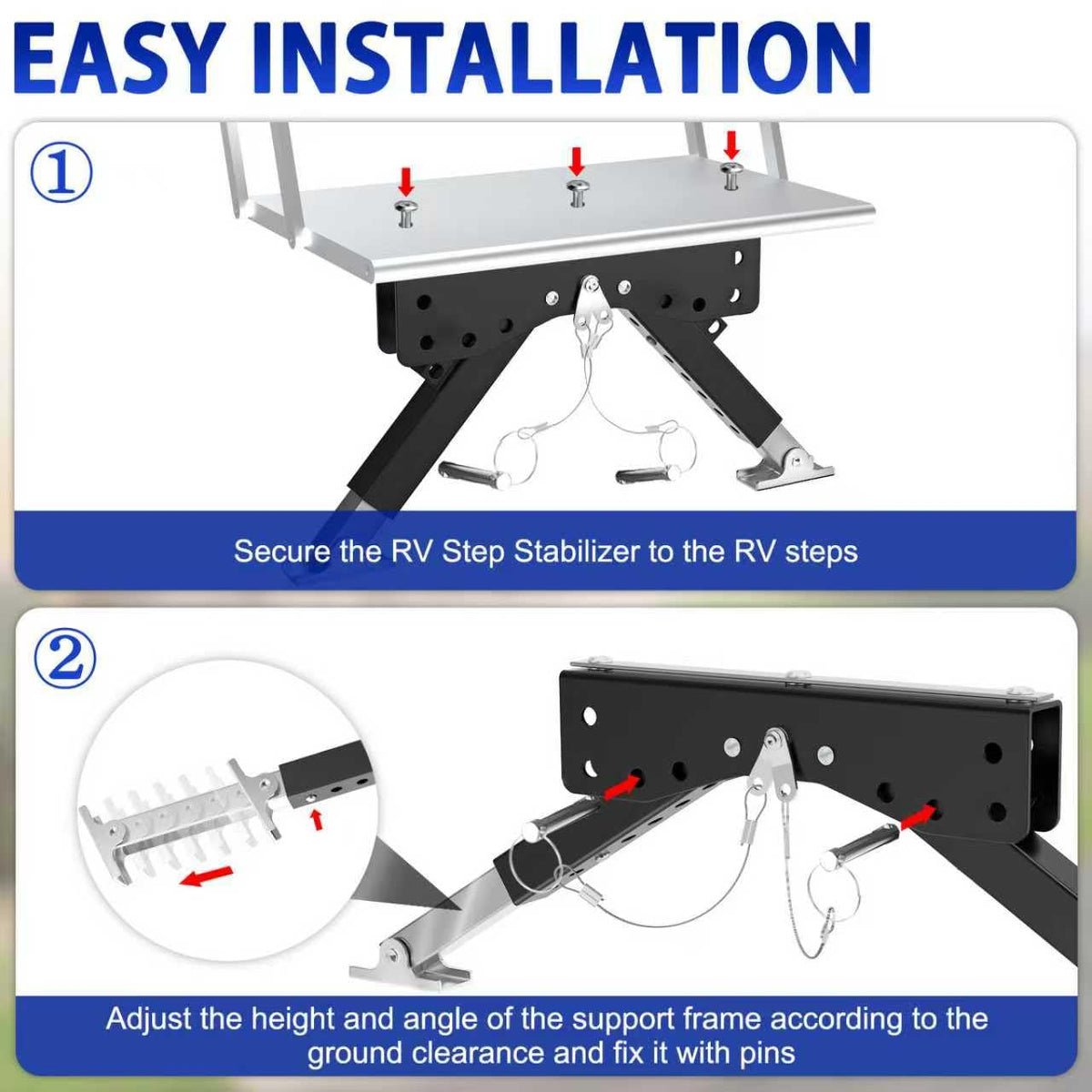 Linone close-up of pivoting bracket highlighting secure step alignment