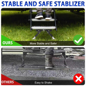Linone stabilizer in use on gravel providing firm footing on uneven ground