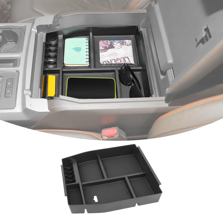 Linskip front view console tray showing neat storage and quick access