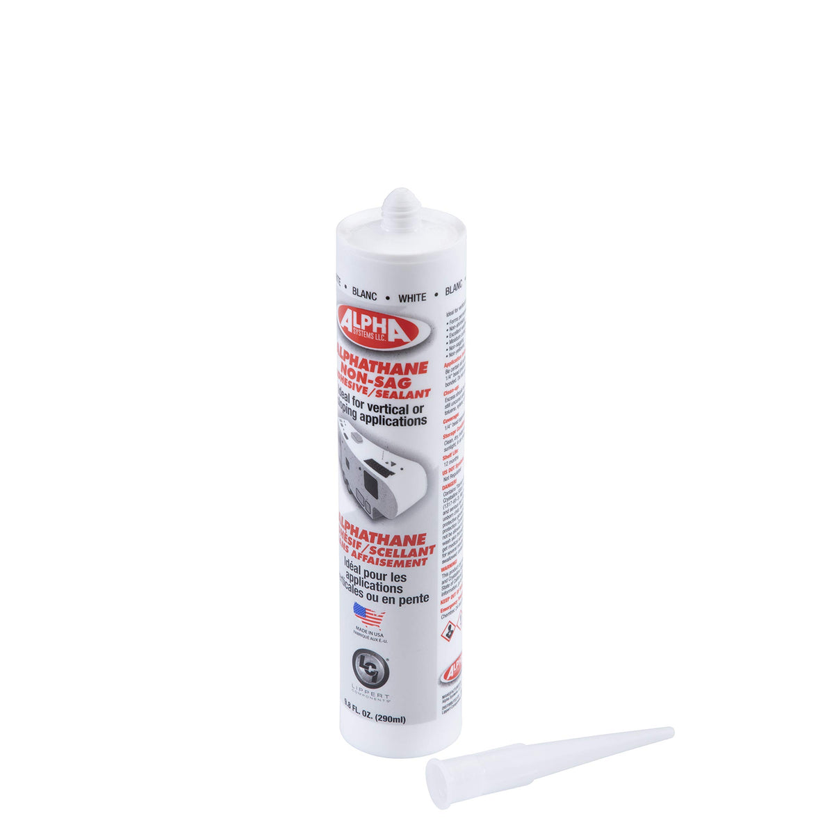 Lippert 5160 Alphathane tube next to RV door showing scale and application context