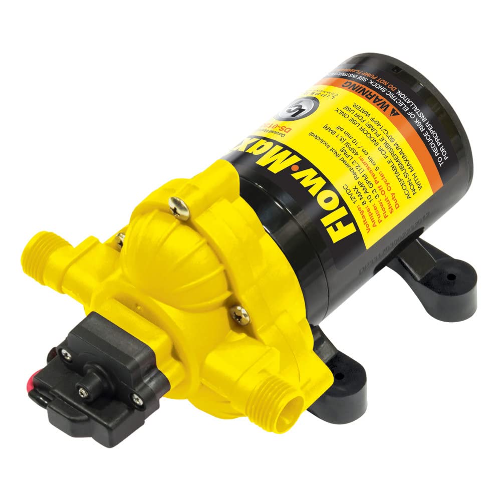 Lippert Components Flow Max front view showing compact pump and easy-mount design for reliable RV water delivery