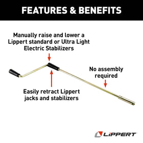 Lippert close-up of crank socket displaying precise fit and durable finish