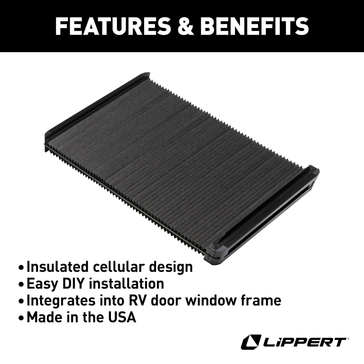 Lippert EcoCell installed on Lippert entry door demonstrating tidy integration benefit