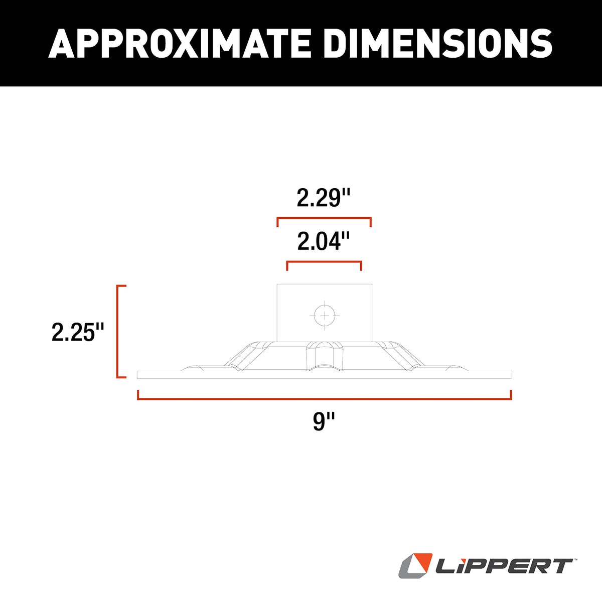 Lippert Components side profile of foot pad highlighting sturdy steel construction