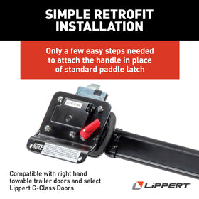 Lippert LatchXtend side profile showing 14-inch extension for leverage