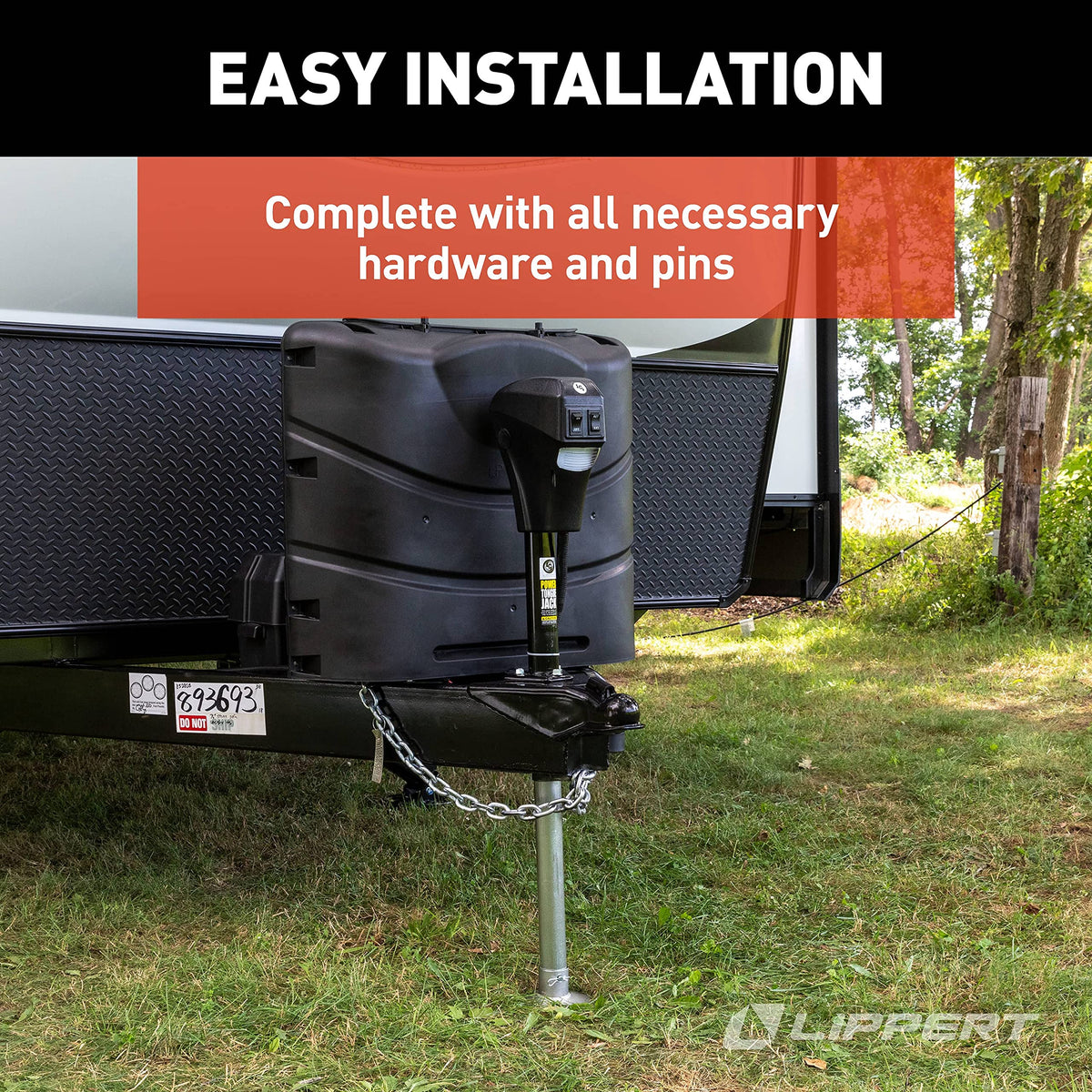 Lippert included mounting hardware and pins laid out for quick installation