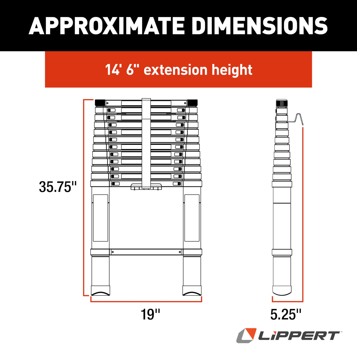 Lippert On-The-Go folded compact to 35.75 inches for easy storage and transport