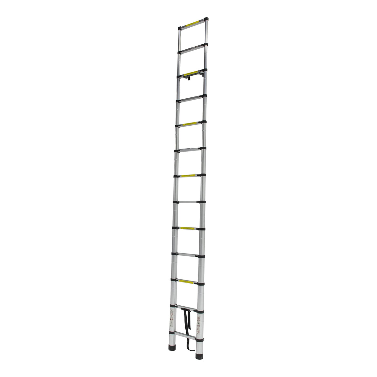 Lippert front view of ladder showing full extended height and stable angle benefit