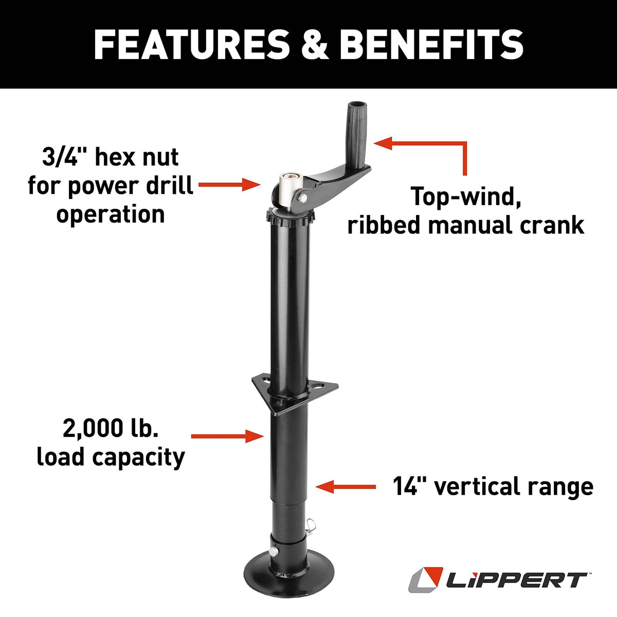 Lippert quick drop footpad closeup showing removable 5.4-inch pad for stability