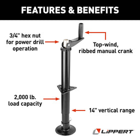 Lippert quick drop footpad closeup showing removable 5.4-inch pad for stability
