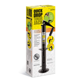 Lippert quick drop side profile extended showing 14-inch stroke for height range