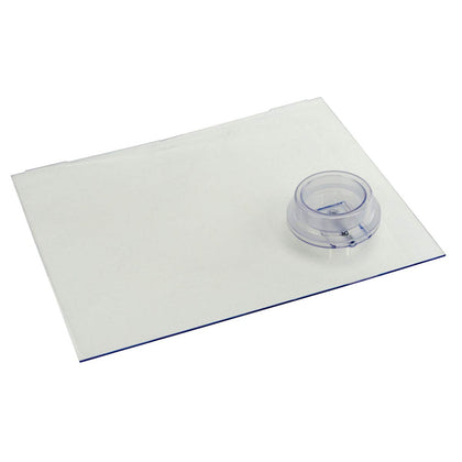 Lippert Components front view of white replacement slider panel showing full face and knob for clear identification