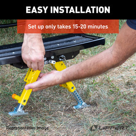 Lippert Solid Stance stabilizing a trailer step for safer access