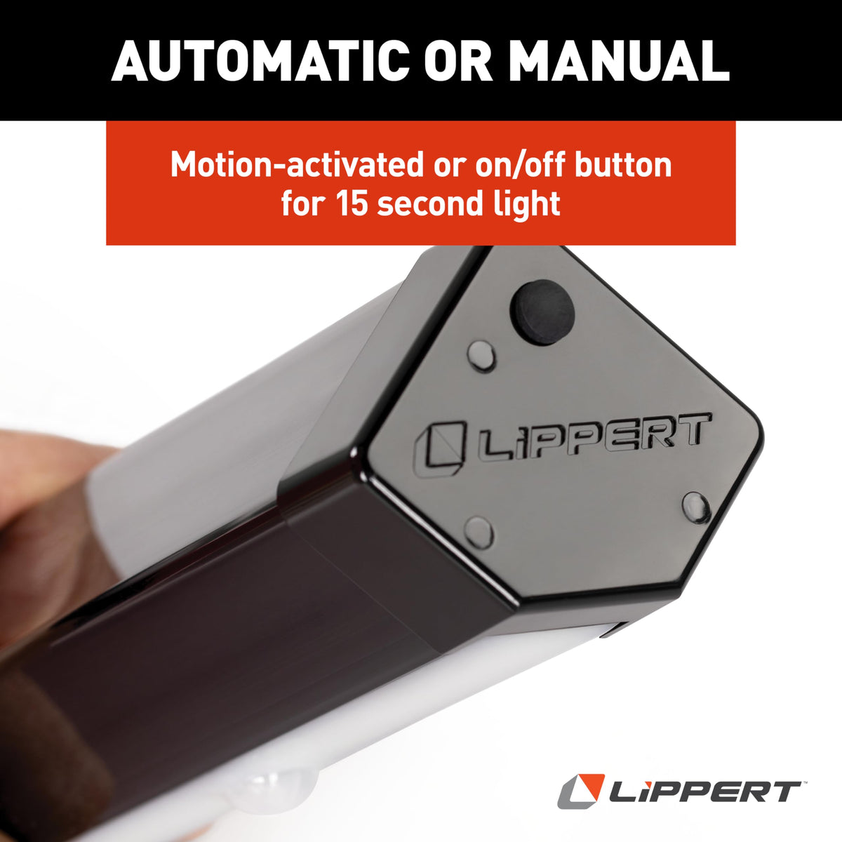 Lippert step light illuminating RV steps at night for safer entry and exit