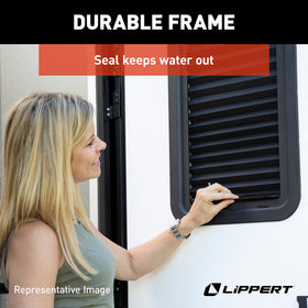 Lippert Components Thin Shade installed in RV door showing seamless integration benefit