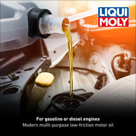 Liqui Moly pour spout detail enabling precise filling and reduced spill benefit