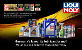 Liqui Moly being poured into an engine bay demonstrating correct application