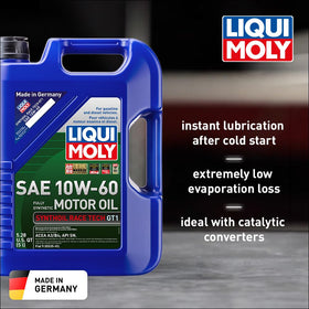 Liqui Moly close-up label details viscosity and specs for confident selection