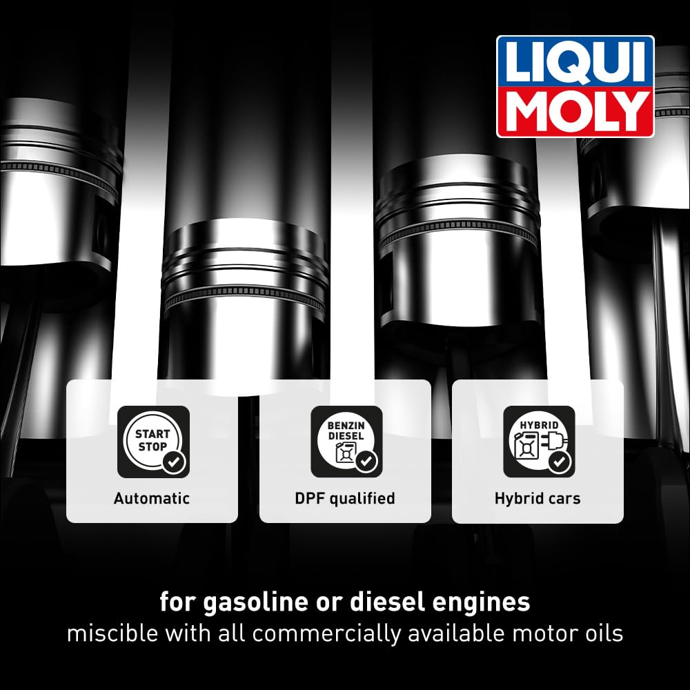 Close-up texture of Liqui Moly oil showing smooth viscosity for reliable protection