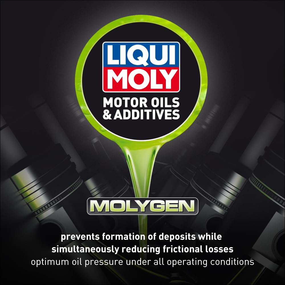 Liqui Moly Molygen oil texture close-up demonstrating smooth low-friction consistency benefit