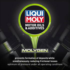 Liqui Moly Molygen oil texture close-up demonstrating smooth low-friction consistency benefit