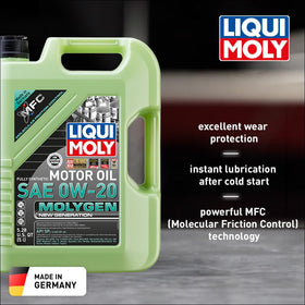 Liqui Moly Molygen pour spout and label highlighted for easy pouring and correct product use