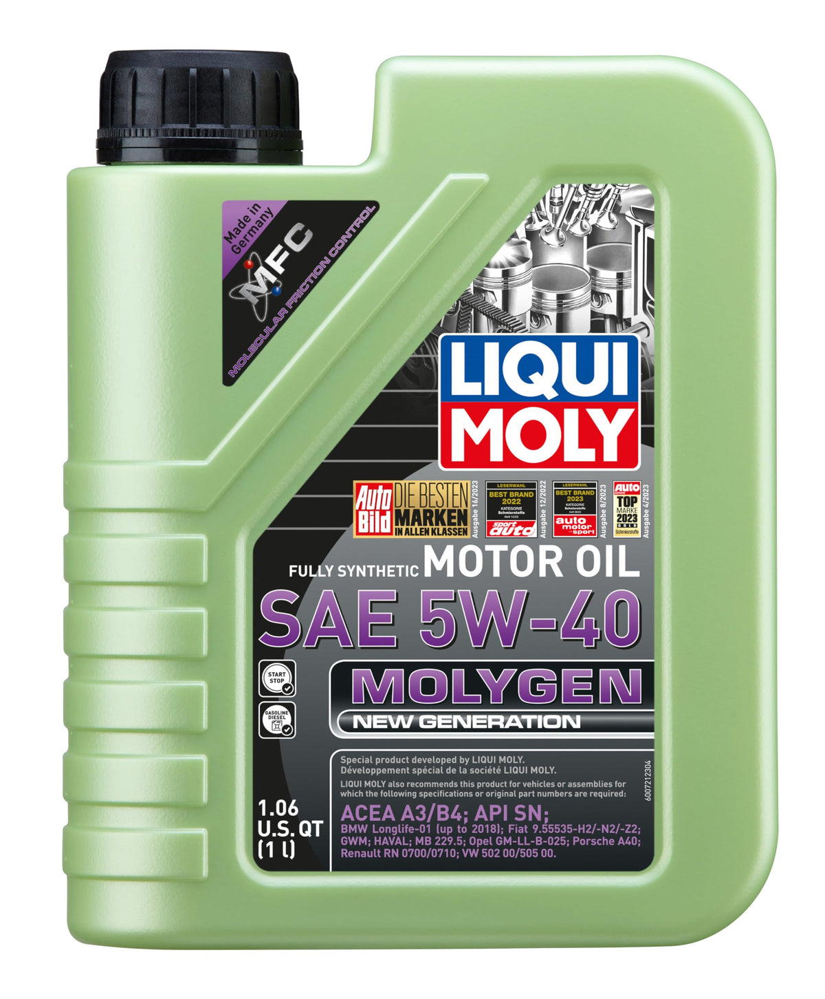 Liqui Moly front packaging showing 1L bottle and clear benefit of engine protection