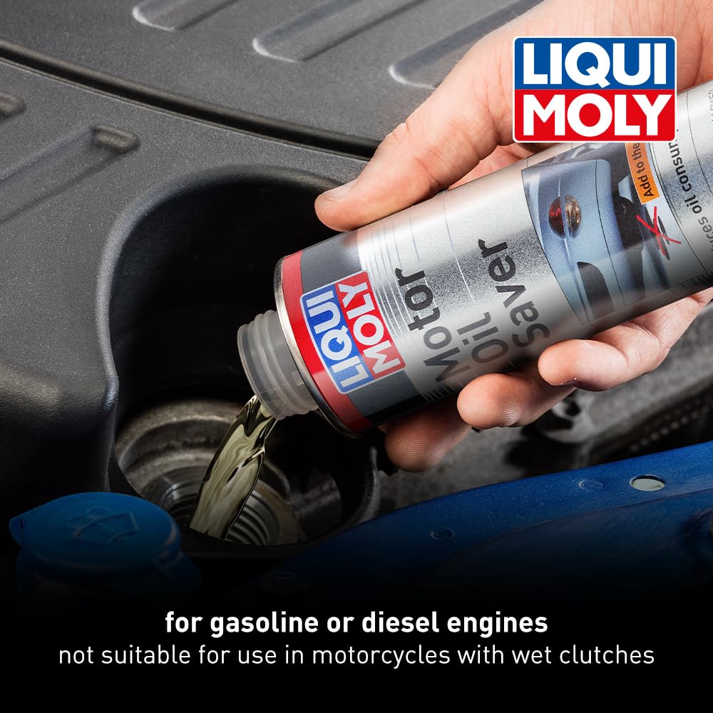 Liqui Moly pouring into engine oil filler demonstrating simple application benefit