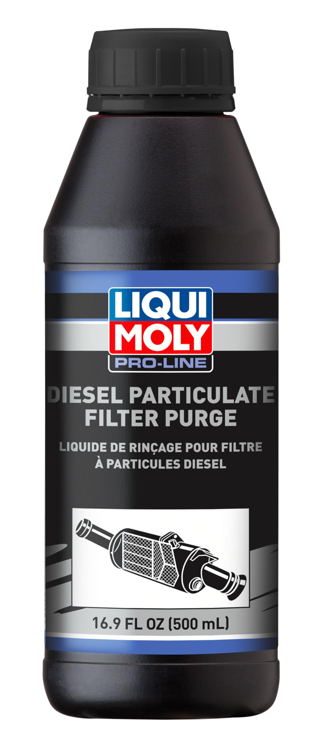 Liqui Moly bottle front view showing clear label and fast DPF cleaning benefit
