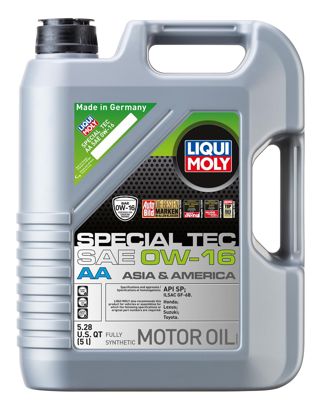 Liqui Moly Special Tec AA 0W-16 front can showing label and clear product benefits