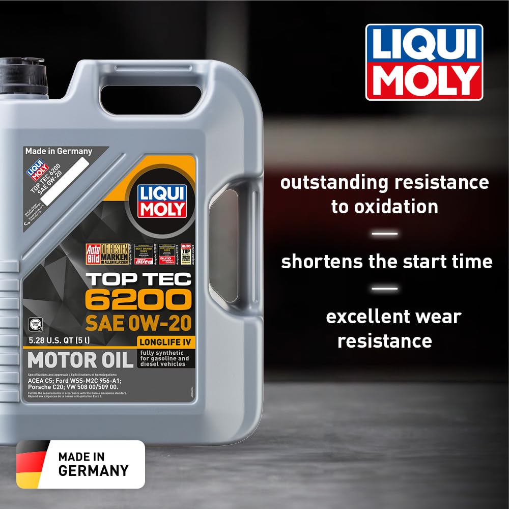 LIQUI MOLY Top Tec 6200 label close-up highlighting VW and Porsche approvals