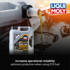 LIQUI MOLY Top Tec 6200 being poured, demonstrating easy pour spout benefit