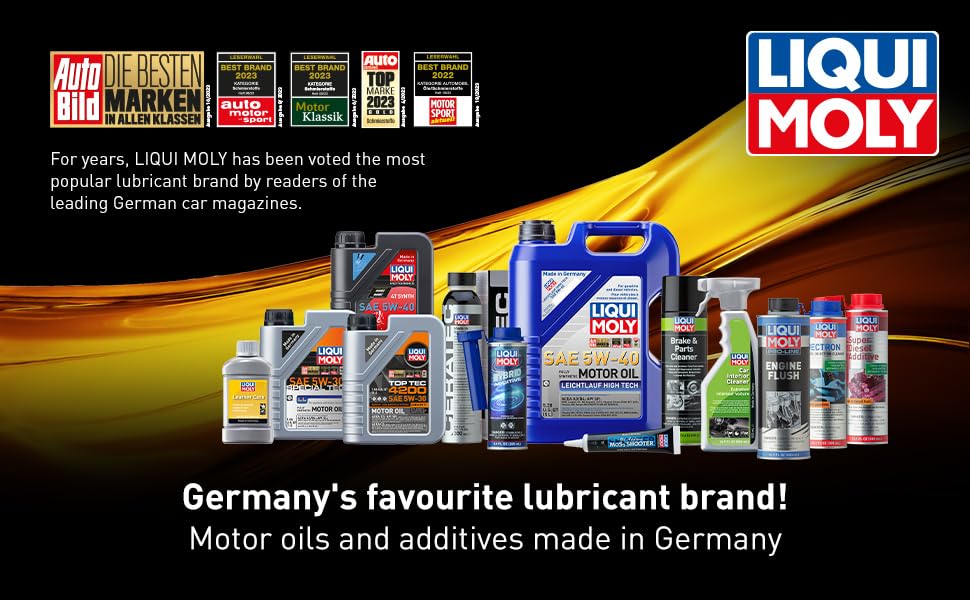 Liqui Moly Top Tec 6600 5 liter bottle next to common toolbox for scale and storage clarity