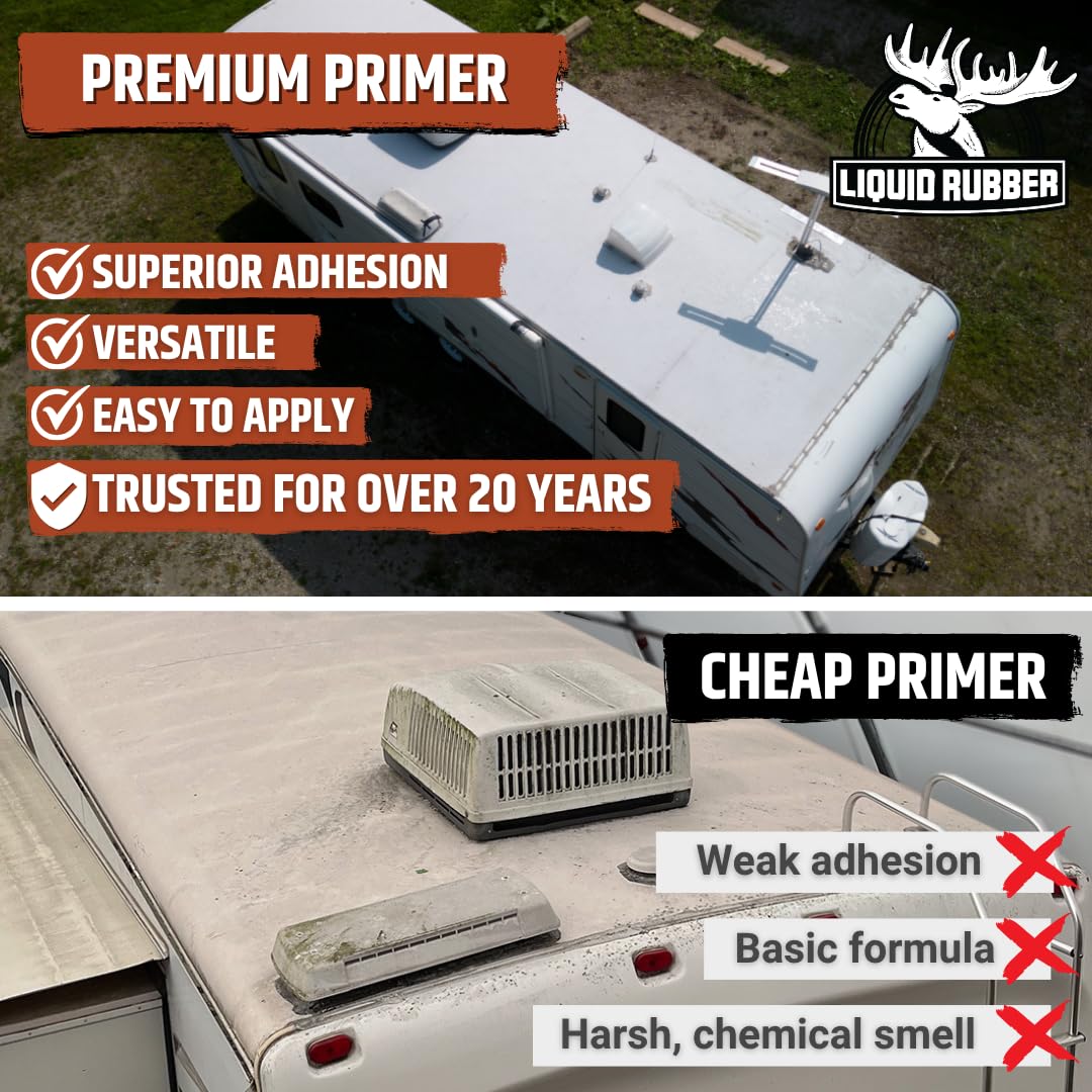Liquid Rubber being applied with a roller on an RV roof for even coverage
