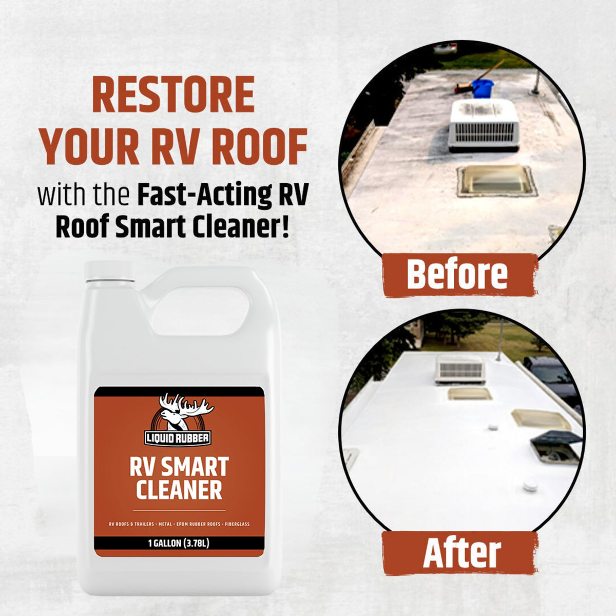 Liquid Rubber cleaner close-up texture showing solution clarity and potency