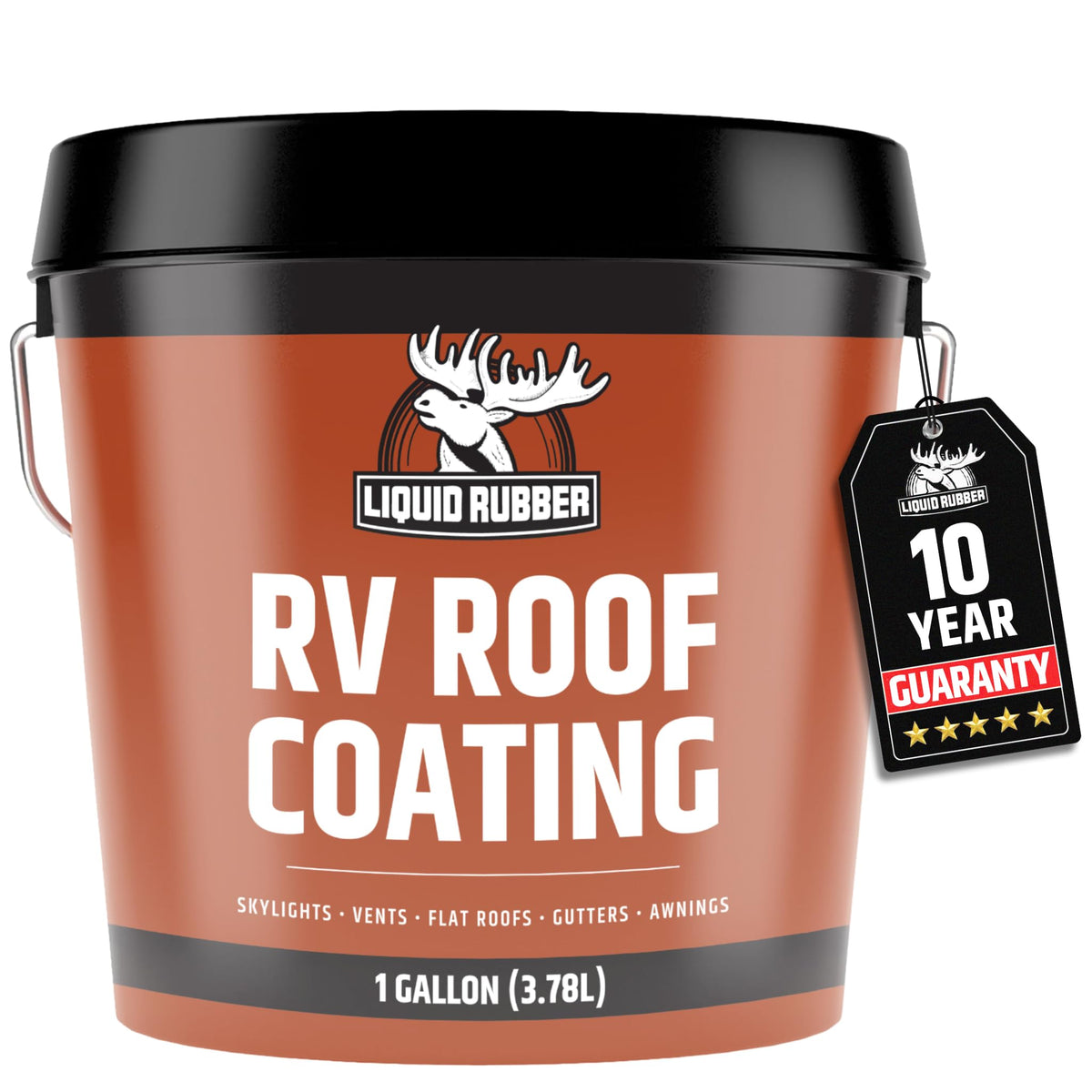 Liquid Rubber front view of 1 gallon can showing product and branding benefit protection