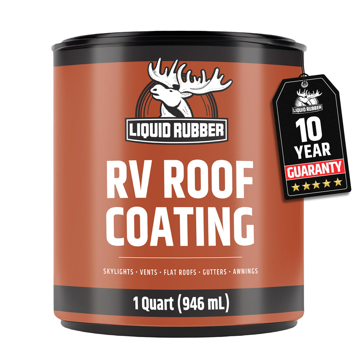 Liquid Rubber front quart can showing product label and benefits