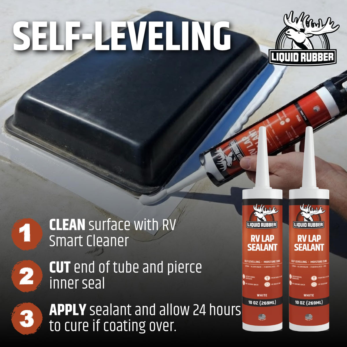 Liquid Rubber tube next to a ruler showing 10 oz size and coverage estimate benefit